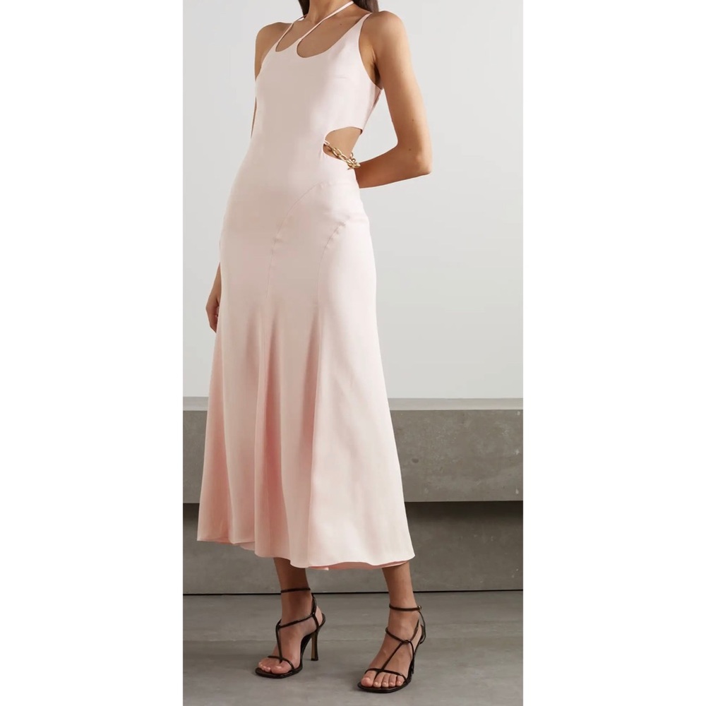 NWT Jonathan Simkhai Morena Embellished Cutout Midi Dress In Rose Quartz